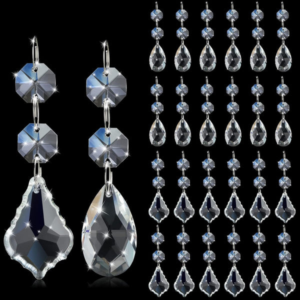 Potchen 52 Pcs Chandelier Crystal Replacement 38 mm Teardrop Crystal Prisms Hanging