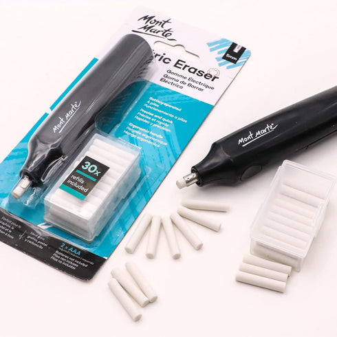 Mont Marte Electric Eraser, Includes 30 Eraser Refills for Graphite and Color Pencils