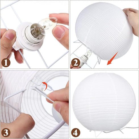 E14 Bulb, Totority Modern Paper Table Lamp, Japanese Lantern Style Bedside Night Light for Bedroom & Living Room
