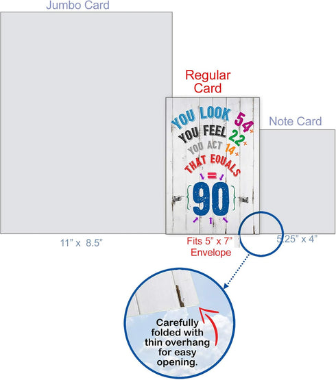 NobleWorks 90th Milestone Happy Birthday Card - Funny Card for 90 Year Old, Senior Citizen Humor - Age Equation 90