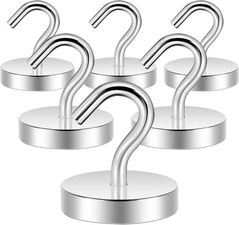 Neosmuk Heavy Duty Magnetic Hooks, 120lb Super Strong Magnet for Cruise Cabins, Silver 6 Pack