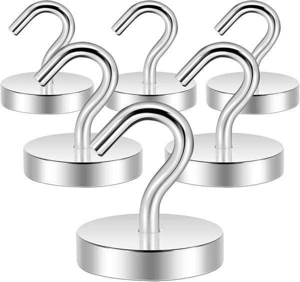 Neosmuk Heavy Duty Magnetic Hooks, 120lb Super Strong Magnet for Cruise Cabins, Silver 6 Pack
