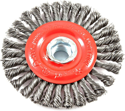 Forney 72760 4-Inch-by-.020-Inch Wire Wheel Brush, Stringer Bead Twist with 5/8-Inch-11 Threaded Arbor