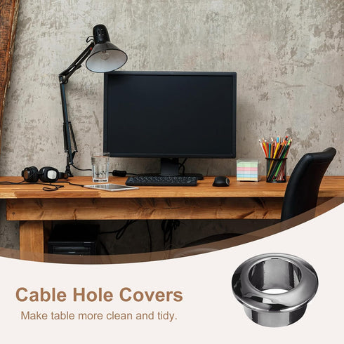 uxcell 6Pcs Cable Hole Cover, 12/32 inch(18mm) ABS Office Desk Cable Wire Cord Grommet Organizer (Black)