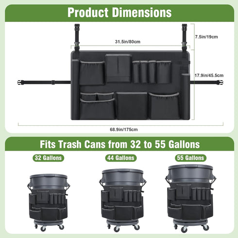 32-55 13 Commercial Duties(1PCS) Trash Can Caddy Bags Fit Gallon Garbage Bin, Garbage Bin Caddy Bag with Pockets