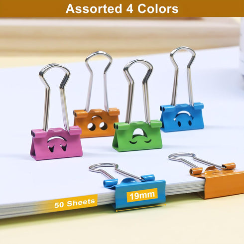 Coideal Smiling Binder Paper Clips, 40 Pcs Mini Colored Metal Fun Clip Clamps for Office (0.75 inch)