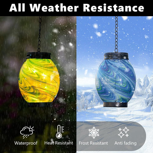 Solar Hanging Lanterns Outdoor, Waterproof Solar Glass Lights, Color Changing Led Lamp Light for Garden Yard Tree Home