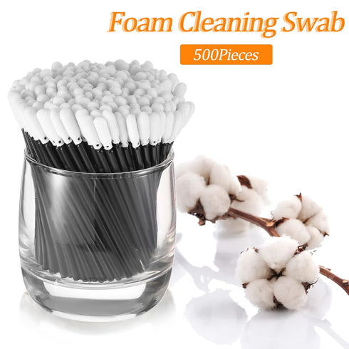 500 Pieces Foam Cleaning Swabs - 9.3 cm Foam Tips Swab Sticks for Inkjet Printer Print Head, Camera Optical Lens