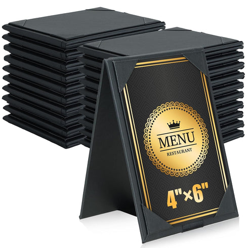 20 Pack Double-Sided Menu Holders 4"x 6", PU Leatherette A-Frame Table Tents