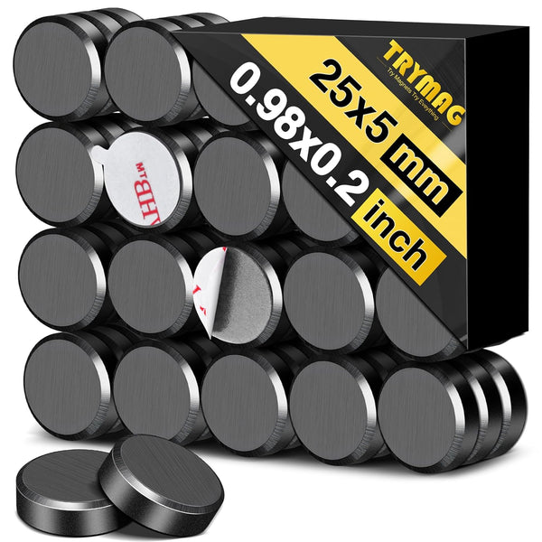TRYMAG 55 Pack Adhesive Backing Magnets, 1 Inch Ceramic Round Disc Magnets for Crafts and DIY Projects
