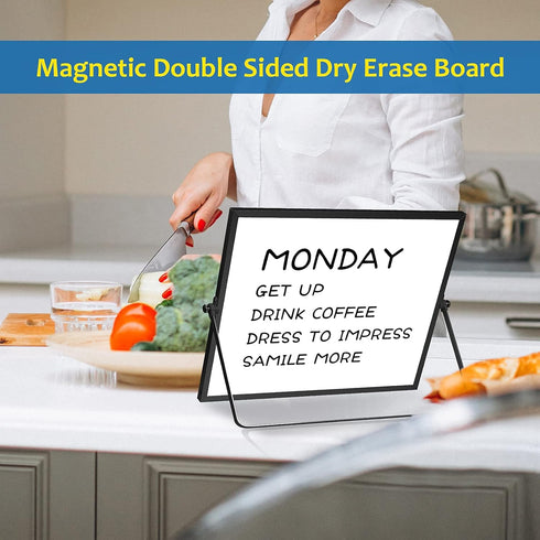 Small Monthly Calendar Dry Erase Whiteboard, 16in x 12in Magnetic Board for Wall, Portable for Planning, Memo