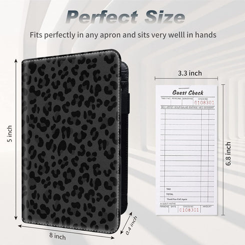 SDDFRHGH Server Books for Waitress,Waiter Book Server Organizer with Zipper Pocket,PU Leather Waitress & Waitstaff Book