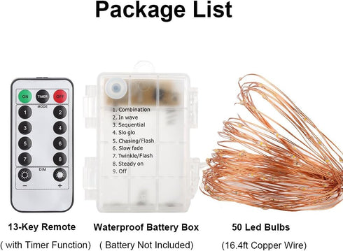 4 Pack 16.4 50 GDEALER Feet Led Fairy Lights Battery Operated with Remote Control Timer Waterproof Copper Wire Twinkle