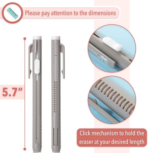 Mr. Pen Retractable Mechanical Eraser Pen, Pack of 6, Pencil Eraser in Pastel Colors for Artists and Students