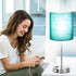 Set 2 2 3-Way Dimmable 800 5000K Bulbs Lynnoland Green Touch Table Lamps of with USB & AC Outlet, Bedside Nightstand