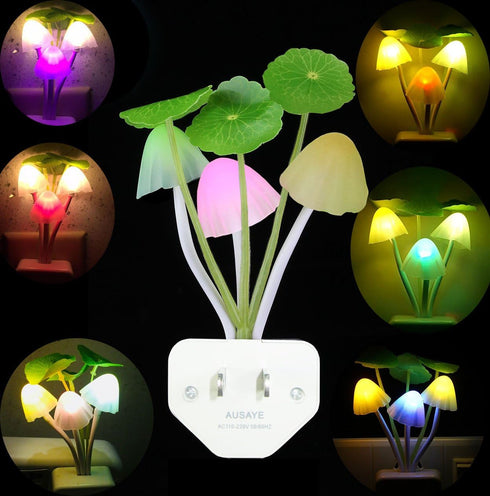 AUSAYE Color Change Led Night Light w/Smart Sensor, Plug-in Night Lights for Kids Adults Cute Mushroom Night Light Lamp