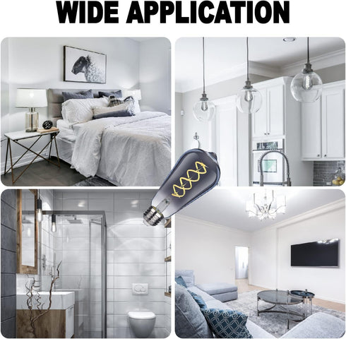 ST58 (ST19) LED Edison Bulbs, 45 Watt Equivalent, Dimmable Antique LED Filament Bulbs, 5000K Daylight White, 6 Pack