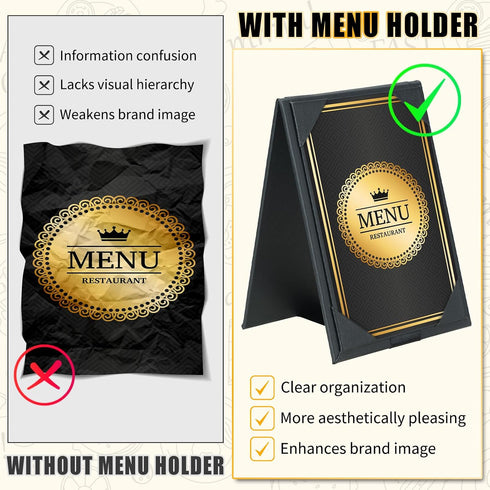 5"x 7" 2 (6 Pack, 5" 7") PU Leatherette Table Tents, Double-Sided Menu Holder, A-Frame Table Tents Menu Cover, Side