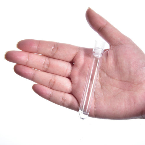 Hicarer 50 Pieces Clear Plastic Test Tubes, 12 by 75 mm with Push Caps