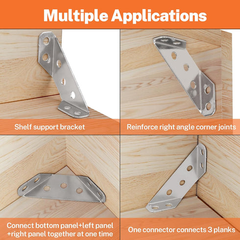 2026 Bed-24 Packs Upgraded Universal Stainless Steel Furniture Corner Connector with Screws Angle Fasten Connector