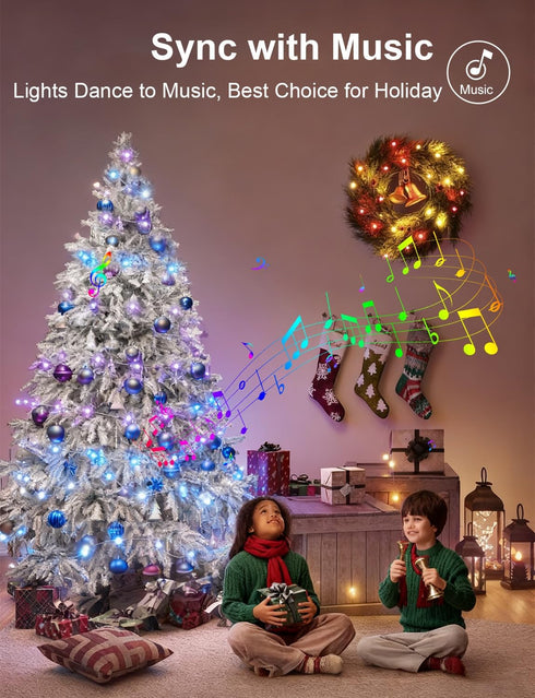 100 33Ft echosari Christmas String Lights, LED Smart String Lights Millions Color Changing with App, Music Sync