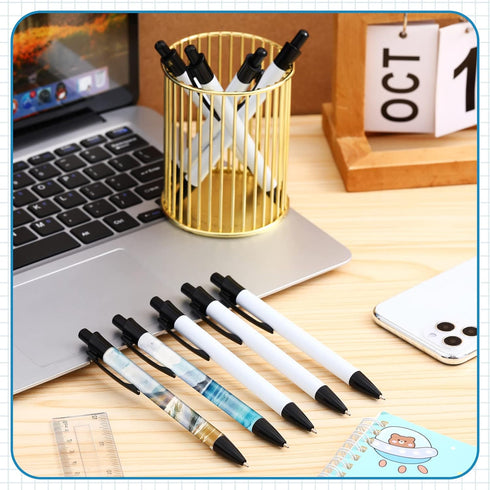 Yexiya Sublimation Pens Blank Heat Transfer Pen, White Aluminum Customized Clip Pen for Christmas Supplies (10 Sets)