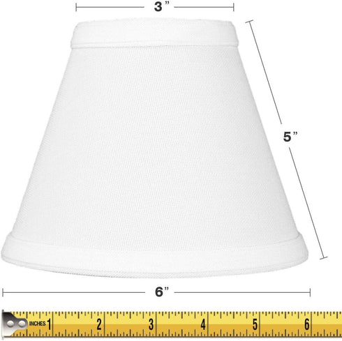 3x6x5 Small White Linen Clip-On Lampshade - for Chandelier Elegance