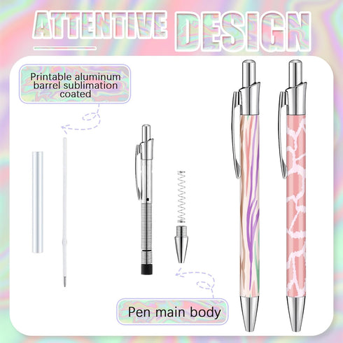60 Yexiya Pcs Sublimation Pen Blank Kit Heat Transfer Ballpoint Pen with Shrink Wrap Pouch Bag Holographic Thank You