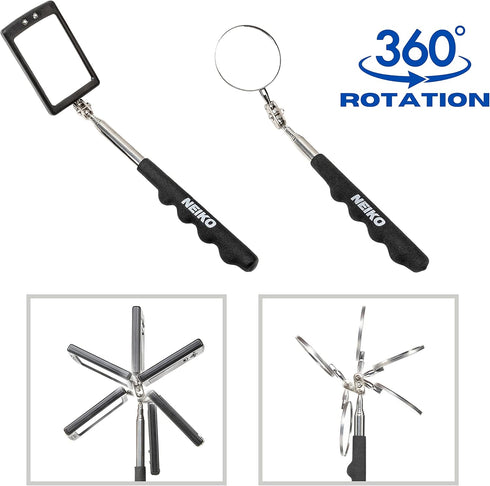 NEIKO 20736A 6 Piece Set, Magnetic Tool & Telescoping Mirror Set, Adjustable Pickup Tool for Mechanic