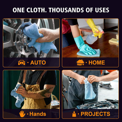 AIDEA Shop Towels, 55 Sheets Blue Microfiber Cleaning Cloth, Washable for Automotive, Kitchen