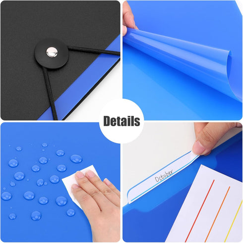 Uquelic Manilla Folders, 8.5 x 11/A4 Size, 6 Plastic Manilla Folders, Color File Folders Page Protector, 1/3-Cut Tabs