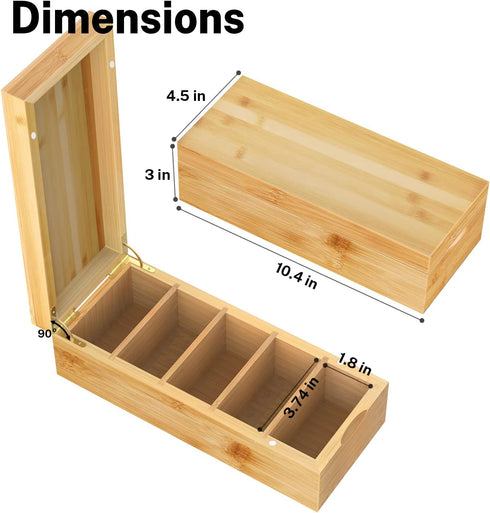 Business Card Holder - Bamboo Organizer with 5 Compartments for 600 Cards, Wood Desk Organizer, 4.5’’W x 10.4’’D