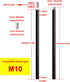 M10 Stems,12 Inches Matte Black Threaded Extension Rod for Pendant Light, Island Lighting, Chandeliers,Lighting Fixture