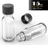 0.5 oz Clear Glass Bottles, 15ml Boston Round Sample Bottles with Black Poly Cone Caps, Labels, Funnels (15ml 0.5oz, Clear) 12PCS by ZHANXUBIO