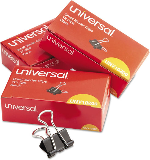 Universal 10200VP3 Small Binder Clips, 3/8-Inch Capacity, 3/4-Inch Wide, Black, 36/Pack