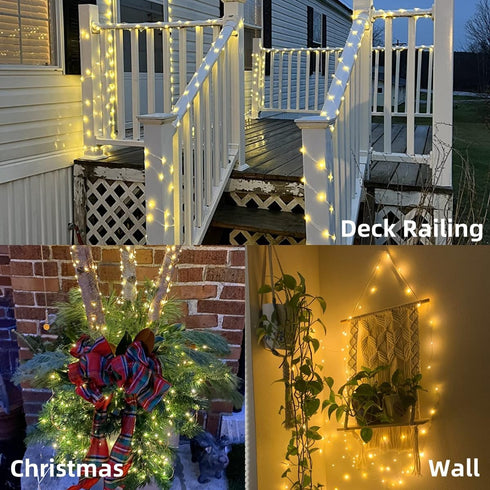 4 Pack 33ft 100 8 YEGUO Warm White Solar Fairy Lights, Each LED Christmas Lights Outdoor Waterproof, Modes Sliver Wire