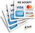 iSYFIX Credit Card Sticker Signs, 4 Pack 7-x 6-Inch, We Accept Visa, MasterCard, Amex & Discover