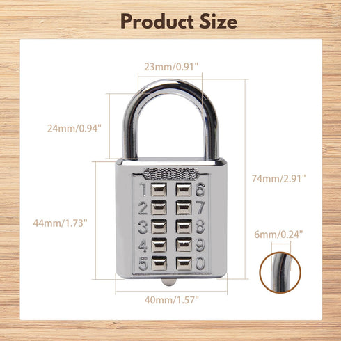 MroMax 2Pcs 10-Digit Combination Padlock Push Button Lock for Locker, Gym, Case, Drawer, Toolbox Electric White