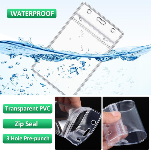Marspark 100 Pcs Name Tag Lanyards with ID Holder, Waterproof for School Office