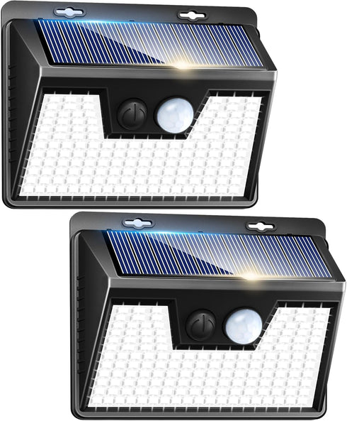 Peasur 2 Pack Solar Lights Outdoor Motion Sensor, 140 LED Solar Powered