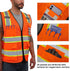 High Visibility Reflective Mesh Vest, Two Tone with Pockets and Zipper, ANSI Class 2 Compliant, Orange Mesh with Yellow