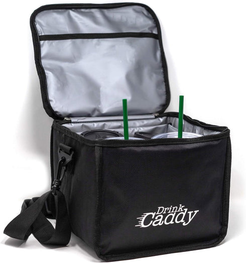 4 Drink Caddy Insulated Portable Drink Carrier - Reusable Coffee Cup Holder with Shoulder Straps Perfect for Food