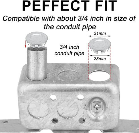 36 Pcs Knockout Seal Electrical Box Knockout Plugs for 3/4 Inch Pipe, Round Steel Removable Seal Electrical Box Fittings for Closure Unused Electric Box Outlets