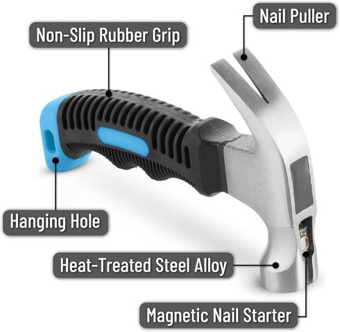 Mr. Pen Hammer, 8oz Pastel Blue, Camping Claw Stubby Tack Hammer, Small Handy Tool for Women and Men