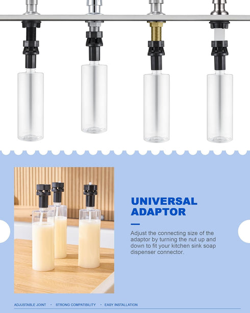 Updated Soap Dispenser Bottle for Kitchen Sink Replacement - 500ML/17oz, Confirm Adapter Maximum Connection Size