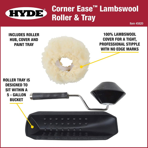 45820 3 Hyde Ease Corner Roller Kit, Pieces, for Use with Water-Based, Oil Or Enamel Paints