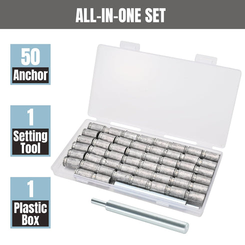 Party Animals 1/4"-20 Setting 50 Hurricane Shutter Anchors with Tool PCs Lead-Zinc Expansion Anchors for Storm Panels