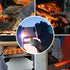 14 Inches Leather Forge Welding Gloves, Heat/Fire Resistant Mitts for BBQ, Oven, Grill, Fireplace, Black-gray