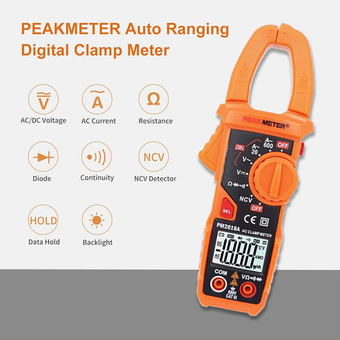 Digital Clamp Meter Auto-Ranging Multimeter for Electricians: Measure AC Current 600 A, AC/DC Voltage, Resistance, NCV,