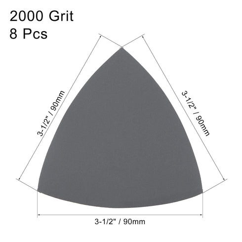 uxcell Triangular Sandpaper Hook and Loop Triangle Sanding Pad Fit 3-1/2" Oscillating Multi-Tool Silicon Carbide for Wet/Dry Use 2000 Grit 8pcs